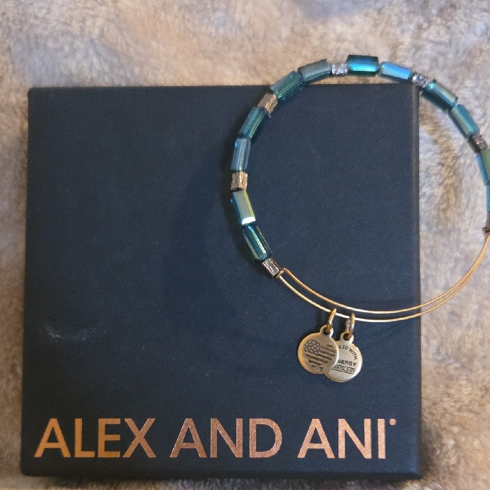 Alex and Ani Teal and Gold Bracelet